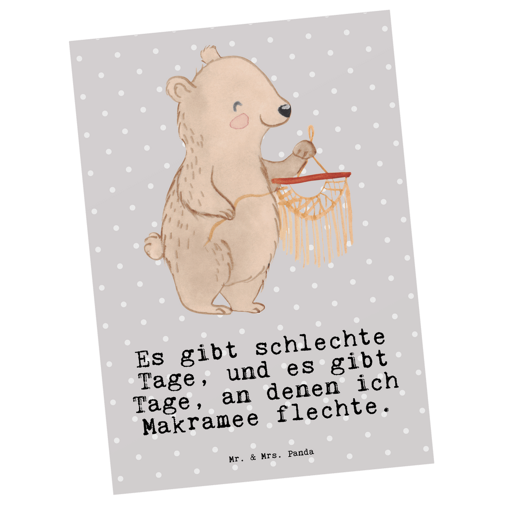 Postkarte Bär Makramee Tage Postkarte, Karte, Geschenkkarte, Grußkarte, Einladung, Ansichtskarte, Geburtstagskarte, Einladungskarte, Dankeskarte, Geschenk, Sport, Sportart, Hobby, Schenken, Danke, Dankeschön, Auszeichnung, Gewinn, Sportler, Makramee, Basteln, Basteln mit Makramee