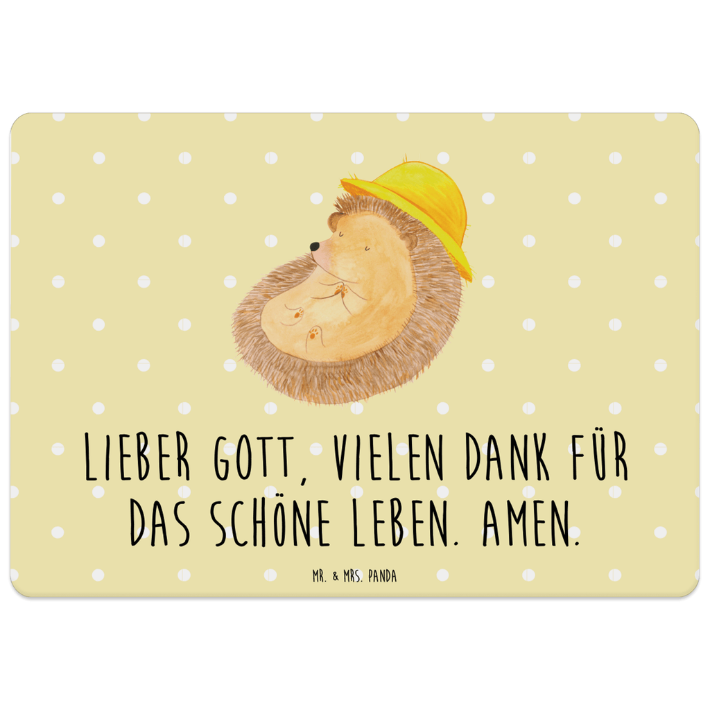 Tischset Igel betet Tischset, Tischuntersetzer, Platzset, Tischsets abwaschbar, Tischunterlage, Tiermotive, Gute Laune, lustige Sprüche, Tiere, Igel, Igel mit Hut, Sonnenhut, Gott, Amen, beten, Leben, Dankbarkeit, Dankbar sein, dankbar, genießen