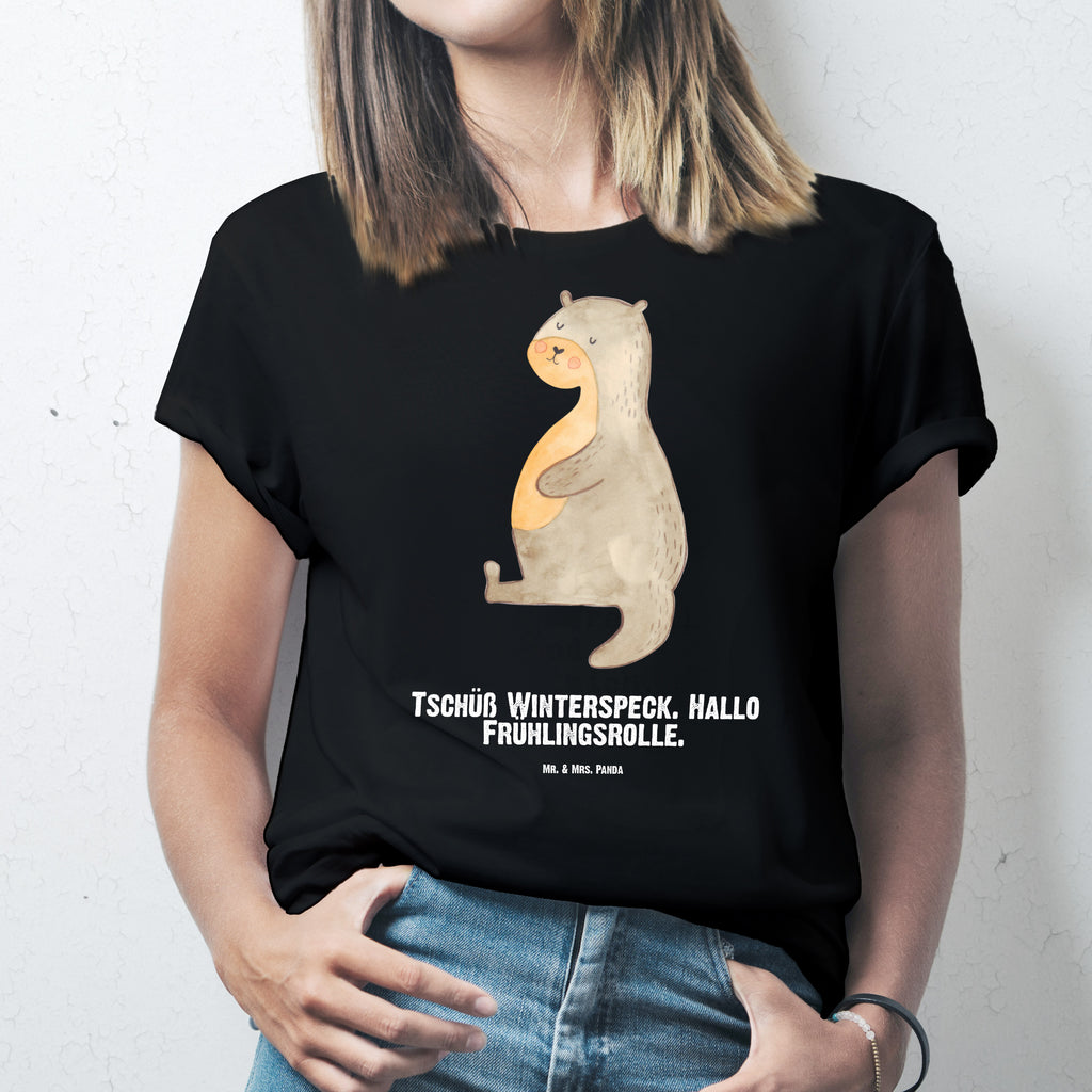 Personalisiertes T-Shirt Otter Bauch T-Shirt Personalisiert, T-Shirt mit Namen, T-Shirt mit Aufruck, Männer, Frauen, Wunschtext, Bedrucken, Otter, Fischotter, Seeotter, Otter Seeotter See Otter