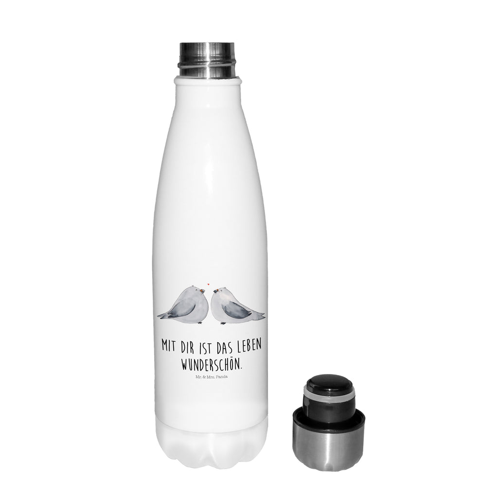 Thermosflasche Turteltauben Liebe Isolierflasche, Thermoflasche, Trinkflasche, Thermos, Edelstahl, Liebe, Partner, Freund, Freundin, Ehemann, Ehefrau, Heiraten, Verlobung, Heiratsantrag, Liebesgeschenk, Jahrestag, Hocheitstag, Turteltauben, Turteltäubchen, Tauben, Verliebt, Verlobt, Verheiratet, Geschenk Freundin, Geschenk Freund, Liebesbeweis, Hochzeitstag, Geschenk Hochzeit