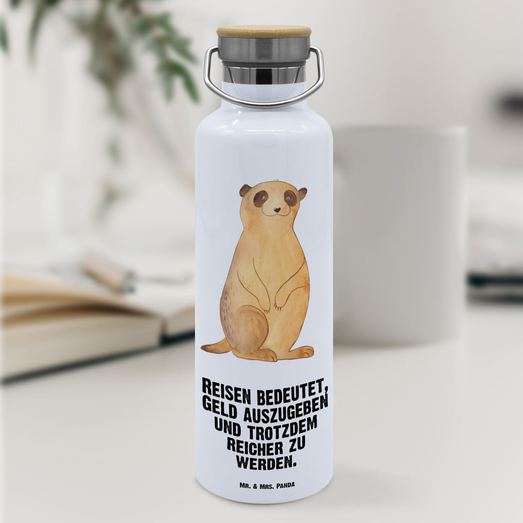 Trinkflasche Erdmännchen Thermosflasche, Isolierflasche, Edelstahl, Trinkflasche, isoliert, Wamrhaltefunktion, Sportflasche, Flasche zum Sport, Sportlerflasche, Afrika, Wildtiere, Erdmännchen, Reisen, Spruch, Weltreise, Afrikareise, Roadtrip, Traveling