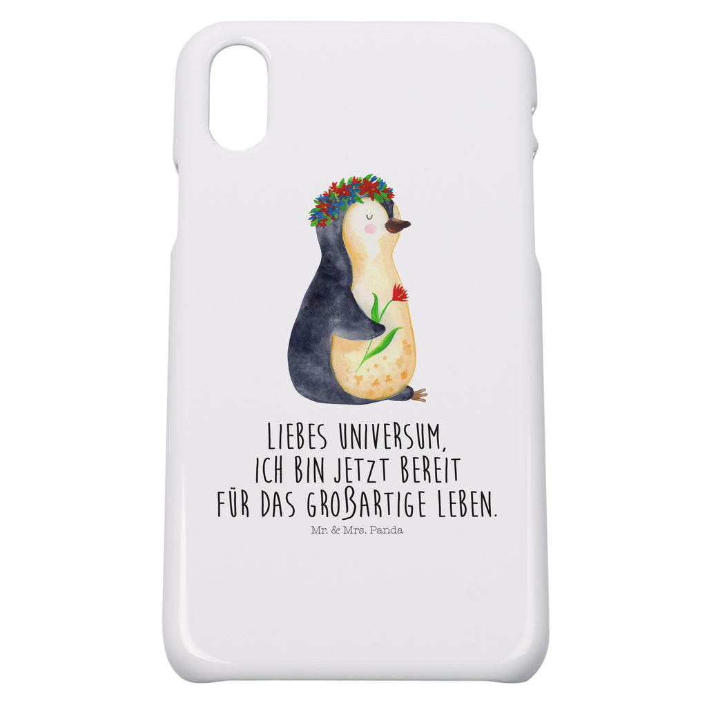 Handyhülle Pinguin Blumen Handyhülle, Handycover, Cover, Handy, Hülle, Iphone 10, Iphone X, Pinguin, Pinguine, Blumenkranz, Universum, Leben, Wünsche, Ziele, Lebensziele, Motivation, Lebenslust, Liebeskummer, Geschenkidee