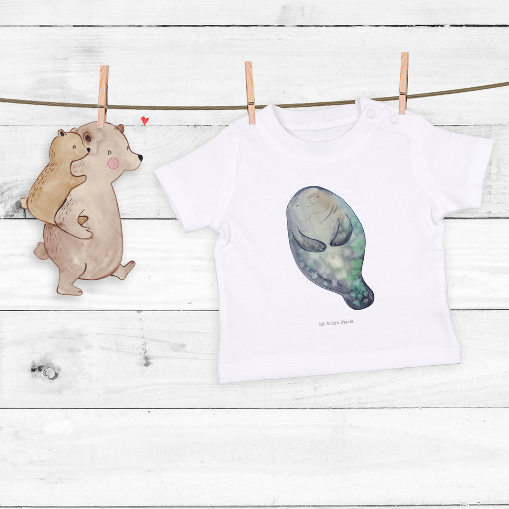 Organic Baby Shirt Seekuh Happy Baby T-Shirt, Jungen Baby T-Shirt, Mädchen Baby T-Shirt, Shirt, Meerestiere, Meer, Urlaub, Seekuh, Seekühe, Selbstliebe, Respekt, Neuanfang, Neustart, Achtsamkeit, Zufrieden, Liebeskummer, Freundin