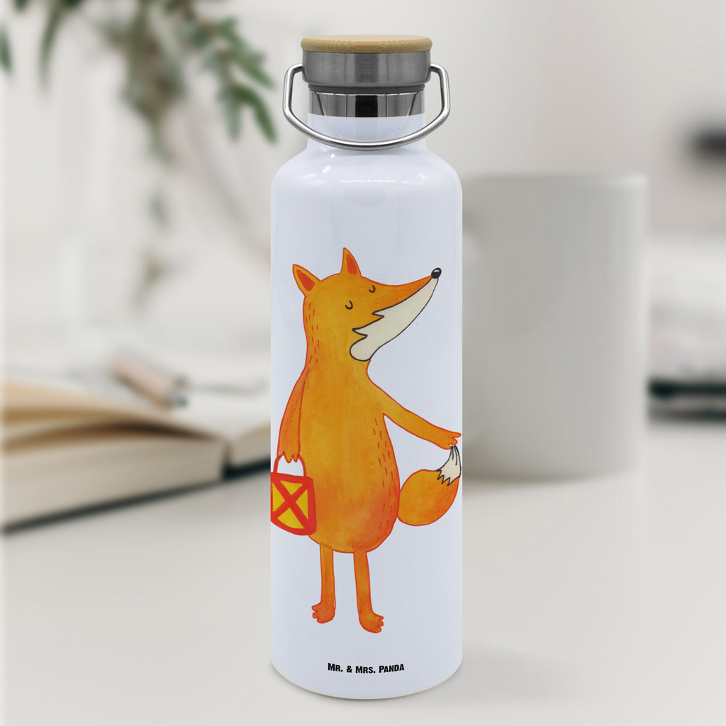 Trinkflasche Fuchs Laterne Thermosflasche, Isolierflasche, Edelstahl, Trinkflasche, isoliert, Wamrhaltefunktion, Sportflasche, Flasche zum Sport, Sportlerflasche, Fuchs, Füchse, Spruch trösten, Liebeskummer Spruch, Laterne, Sankt Martin, Laternenumzug, Aufmuntern, Cäsar Otto Hugo Flaischlen