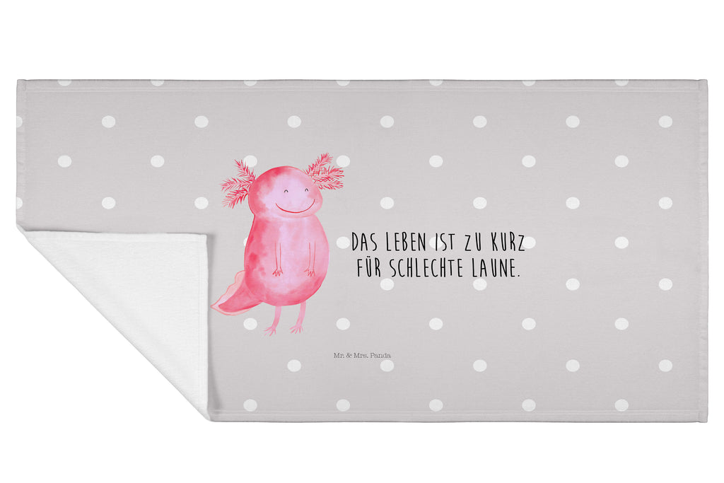 Handtuch Axolotl Glücklich Handtuch, Badehandtuch, Badezimmer, Handtücher, groß, Kinder, Baby, Axolotl, Molch, Axolot, Schwanzlurch, Lurch, Lurche, Motivation, gute Laune