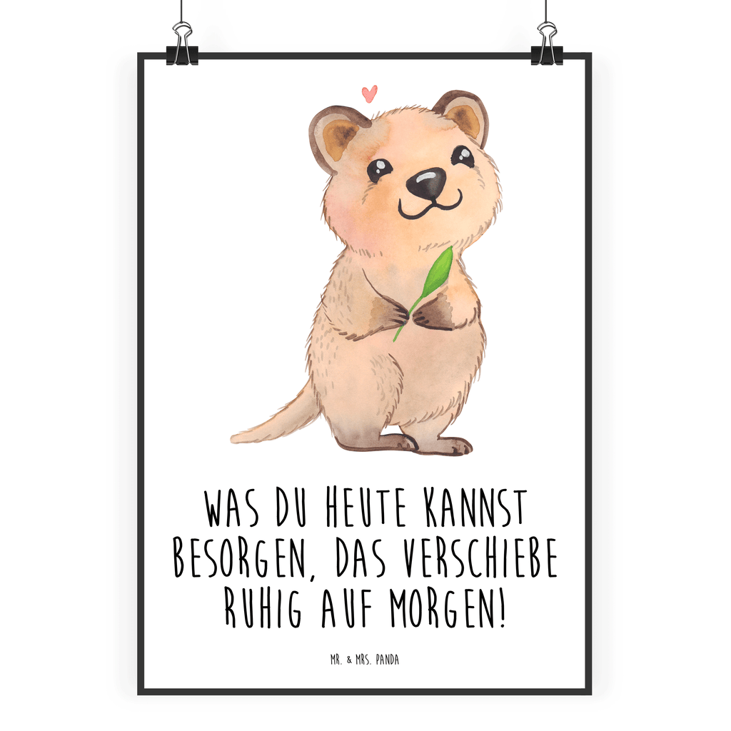 Poster Quokka Happy Poster, Wandposter, Bild, Wanddeko, Küchenposter, Kinderposter, Wanddeko Bild, Raumdekoration, Wanddekoration, Handgemaltes Poster, Mr. & Mrs. Panda Poster, Designposter, Kunstdruck, Posterdruck, Tiermotive, Gute Laune, lustige Sprüche, Tiere, Quokka, Verschieben, Aufschieberitis, Lustiger Spruch, Niedliches Tier, Dinge erledigen