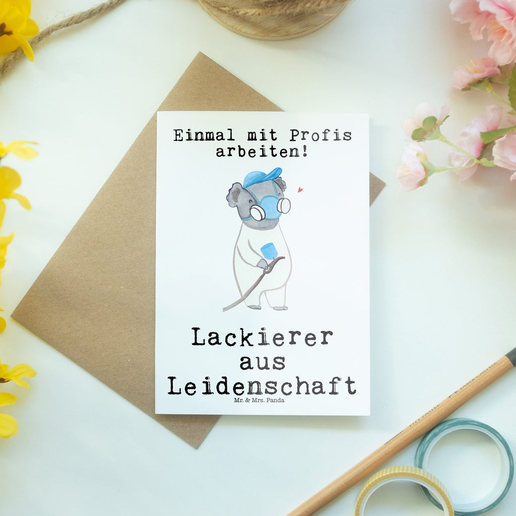 Grußkarte Lackierer aus Leidenschaft Grußkarte, Klappkarte, Einladungskarte, Glückwunschkarte, Hochzeitskarte, Geburtstagskarte, Karte, Ansichtskarten, Beruf, Ausbildung, Jubiläum, Abschied, Rente, Kollege, Kollegin, Geschenk, Schenken, Arbeitskollege, Mitarbeiter, Firma, Danke, Dankeschön, Lackierer, Lackierermeister, Werkstatt Lackierer, Gesellenprüfung