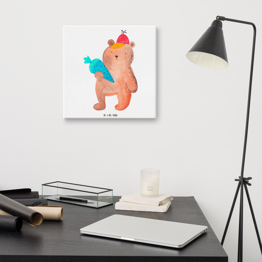 Leinwand Bild Bär Schultüte Leinwand, Bild, Kunstdruck, Wanddeko, Dekoration, Bär, Teddy, Teddybär, Bär Motiv, Schultüte, Erster Schultag Geschenk, Einschulung Geschenk, Schule Geschenk, Grundschule, Schulanfang, Schulbeginn