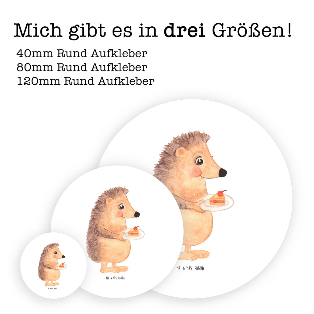 Rund Aufkleber Igel mit Kuchenstück Sticker, Aufkleber, Etikett, Tiermotive, Gute Laune, lustige Sprüche, Tiere, Igel, Essen Spruch, Kuchen, Backen Geschenk, Kuchen backen, Einladung Party, Geburtstagskuchen, Torte