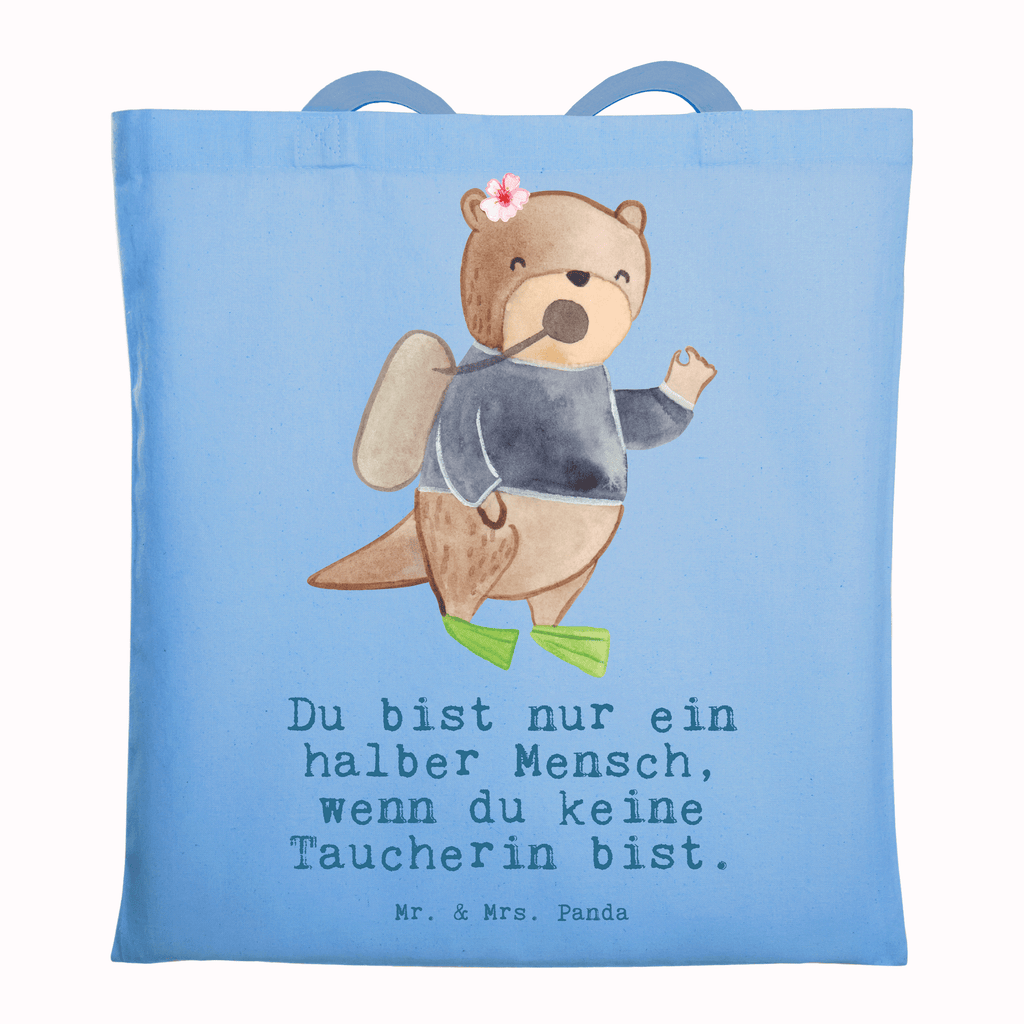 Tragetasche Taucherin mit Herz Beuteltasche, Beutel, Einkaufstasche, Jutebeutel, Stoffbeutel, Tasche, Shopper, Umhängetasche, Strandtasche, Schultertasche, Stofftasche, Tragetasche, Badetasche, Jutetasche, Einkaufstüte, Laptoptasche, Beruf, Ausbildung, Jubiläum, Abschied, Rente, Kollege, Kollegin, Geschenk, Schenken, Arbeitskollege, Mitarbeiter, Firma, Danke, Dankeschön