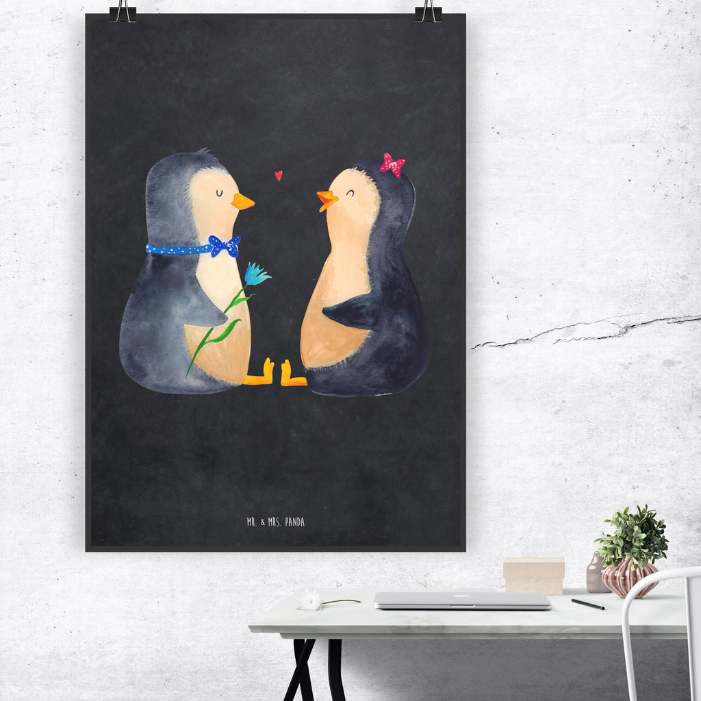 Poster Pinguin Pärchen Poster, Wandposter, Bild, Wanddeko, Küchenposter, Kinderposter, Wanddeko Bild, Raumdekoration, Wanddekoration, Handgemaltes Poster, Mr. & Mrs. Panda Poster, Designposter, Kunstdruck, Posterdruck, Pinguin, Pinguine, Liebe, Liebespaar, Liebesbeweis, Liebesgeschenk, Verlobung, Jahrestag, Hochzeitstag, Hochzeit, Hochzeitsgeschenk, große Liebe, Traumpaar