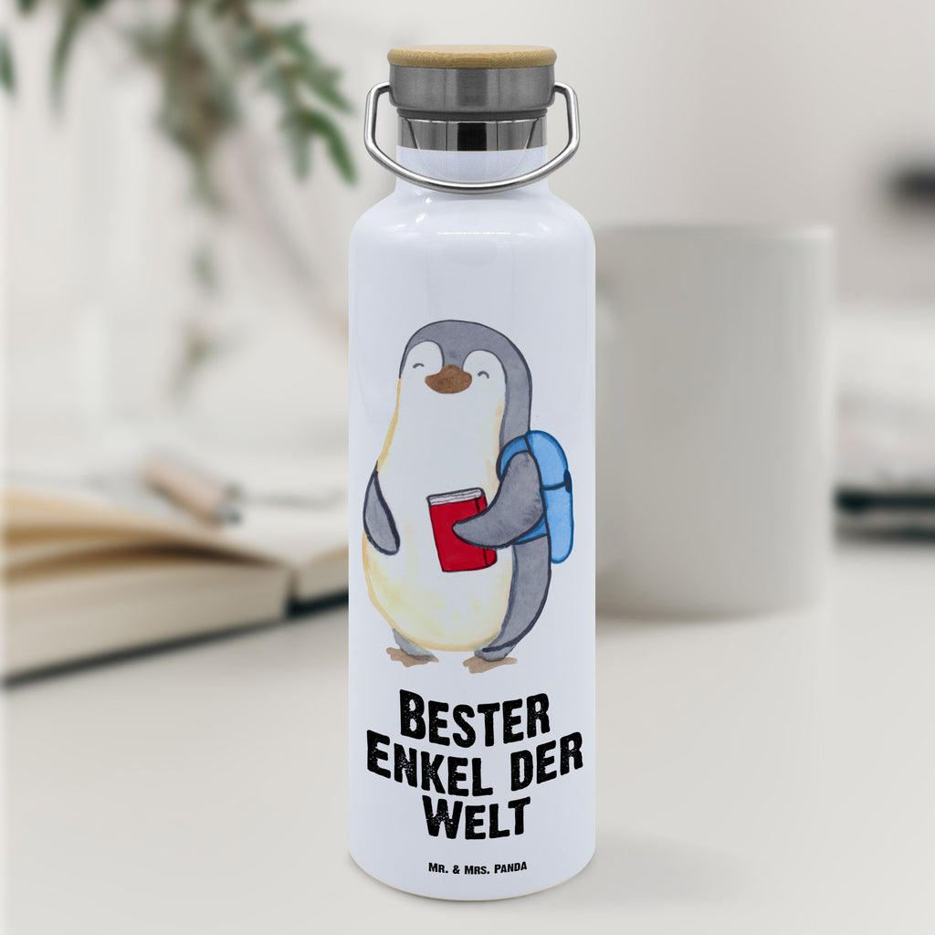 Trinkflasche Pinguin Bester Enkel der Welt Thermosflasche, Isolierflasche, Edelstahl, Trinkflasche, isoliert, Wamrhaltefunktion, Sportflasche, Flasche zum Sport, Sportlerflasche, für, Dankeschön, Geschenk, Schenken, Geburtstag, Geburtstagsgeschenk, Geschenkidee, Danke, Bedanken, Mitbringsel, Freude machen, Geschenktipp, Enkel, Enkelkind, Enkelsohn, Oma, Opa, Kind von Tochter, Kind von Sohn, Taufe, Großsohn