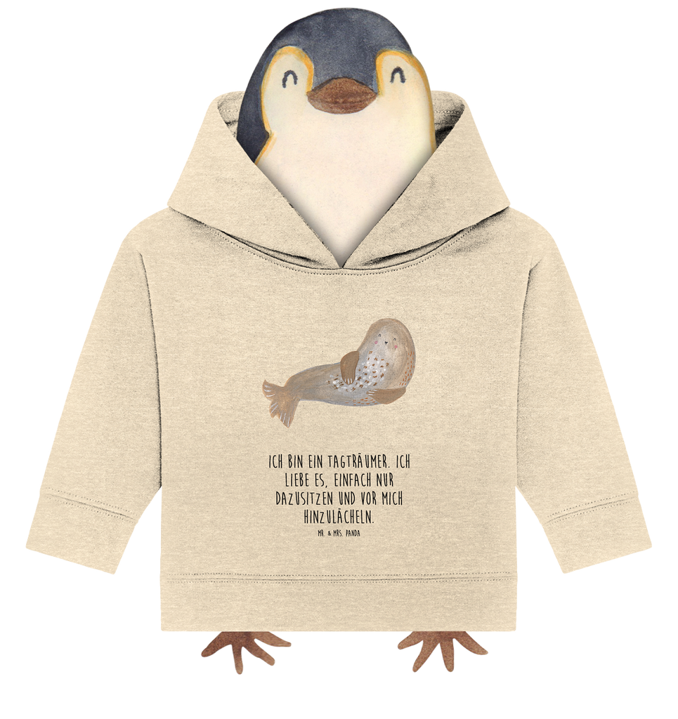 Organic Baby Hoodie Robbe Lachen Baby Kapuzenshirt, Baby Kapuzensweatshirt, Baby Hoodie, Baby Pullover, Tiermotive, Gute Laune, lustige Sprüche, Tiere, Robbe, Robben, Seehund, Strand, Meerestier, Ostsee, Nordsee