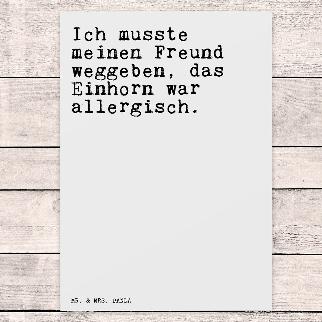 Postkarte Sprüche und Zitate Ich musste meinen Freund weggeben, das Einhorn war allergisch. Postkarte, Karte, Geschenkkarte, Grußkarte, Einladung, Ansichtskarte, Geburtstagskarte, Einladungskarte, Dankeskarte, Ansichtskarten, Einladung Geburtstag, Einladungskarten Geburtstag, Spruch, Sprüche, lustige Sprüche, Weisheiten, Zitate, Spruch Geschenke, Spruch Sprüche Weisheiten Zitate Lustig Weisheit Worte