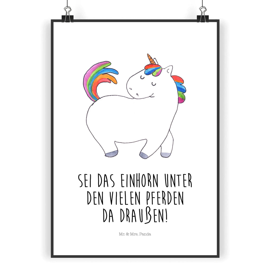 Poster Einhorn Stolzieren Poster, Wandposter, Bild, Wanddeko, Küchenposter, Kinderposter, Wanddeko Bild, Raumdekoration, Wanddekoration, Handgemaltes Poster, Mr. & Mrs. Panda Poster, Designposter, Kunstdruck, Posterdruck, Einhorn, Einhörner, Einhorn Deko, Unicorn, stolz, anders, bunt, Pferd, Reiter, Reiten, Freundin, Geschenk