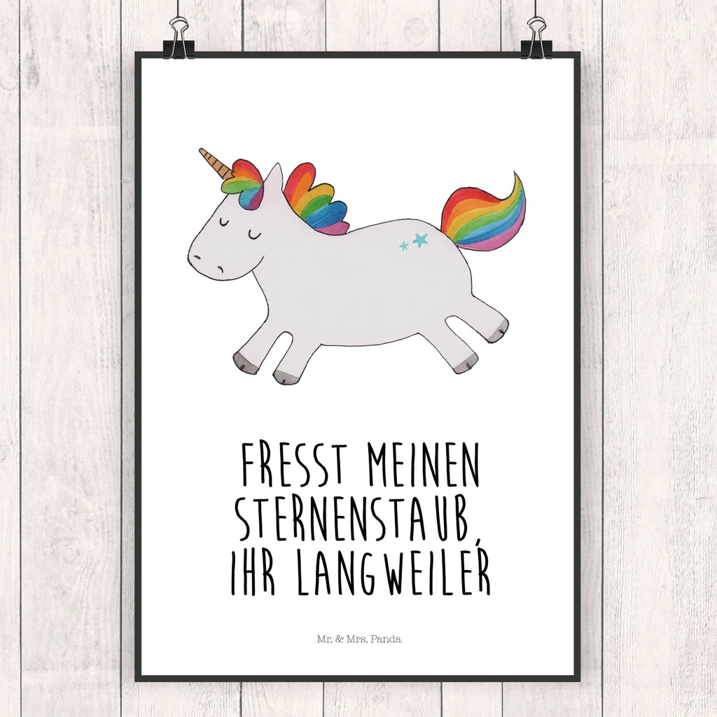 Poster Einhorn Happy Poster, Wandposter, Bild, Wanddeko, Küchenposter, Kinderposter, Wanddeko Bild, Raumdekoration, Wanddekoration, Handgemaltes Poster, Mr. & Mrs. Panda Poster, Designposter, Kunstdruck, Posterdruck, Einhorn, Einhörner, Einhorn Deko, Pegasus, Unicorn, glücklich, fröhlich, Spaß, Freude, Lebensfreude, witzig, spannend, Lächeln, Lachen