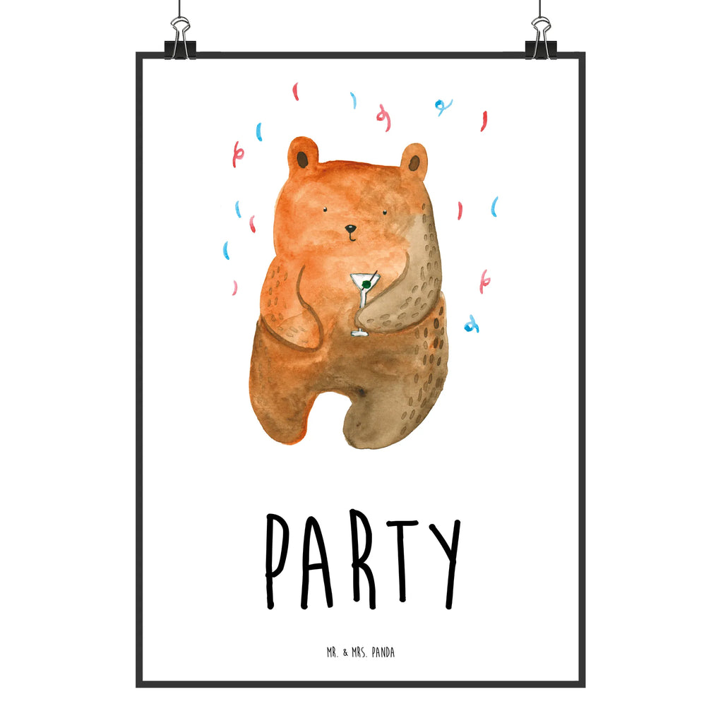 Poster Bär Party Poster, Wandposter, Bild, Wanddeko, Küchenposter, Kinderposter, Wanddeko Bild, Raumdekoration, Wanddekoration, Handgemaltes Poster, Mr. & Mrs. Panda Poster, Designposter, Kunstdruck, Posterdruck, Bär, Teddy, Teddybär, Geburtstag, Geburtstagsgeschenk, Geschenk, Party, Feiern, Abfeiern, Mitbringsel, Gute Laune, Lustig