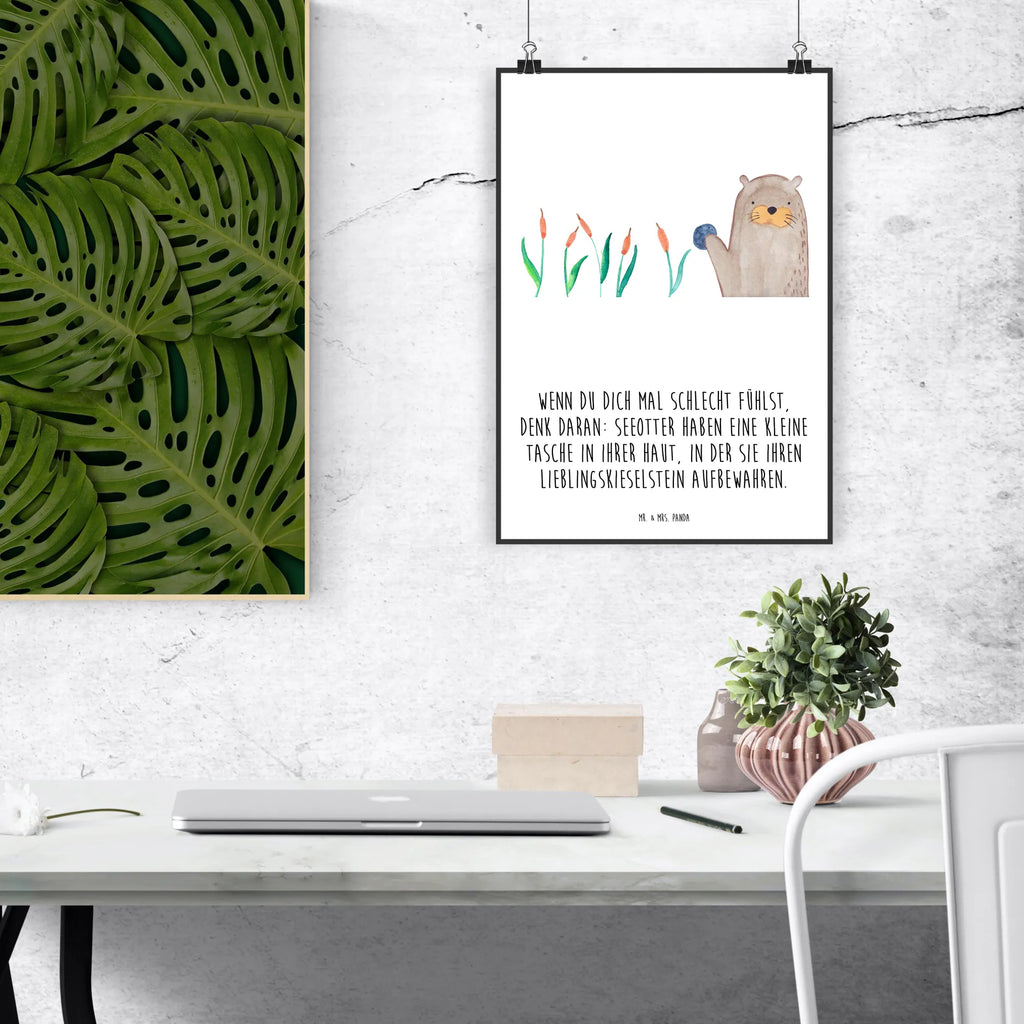 Poster Otter Stein Poster, Wandposter, Bild, Wanddeko, Küchenposter, Kinderposter, Wanddeko Bild, Raumdekoration, Wanddekoration, Handgemaltes Poster, Mr. & Mrs. Panda Poster, Designposter, Kunstdruck, Posterdruck, Otter, Fischotter, Seeotter, Otter Seeotter See Otter