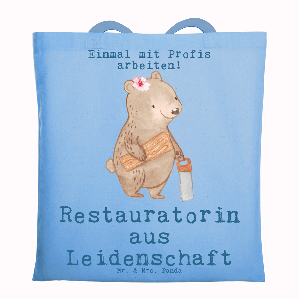 Tragetasche Restauratorin aus Leidenschaft Beuteltasche, Beutel, Einkaufstasche, Jutebeutel, Stoffbeutel, Tasche, Shopper, Umhängetasche, Strandtasche, Schultertasche, Stofftasche, Tragetasche, Badetasche, Jutetasche, Einkaufstüte, Laptoptasche, Beruf, Ausbildung, Jubiläum, Abschied, Rente, Kollege, Kollegin, Geschenk, Schenken, Arbeitskollege, Mitarbeiter, Firma, Danke, Dankeschön