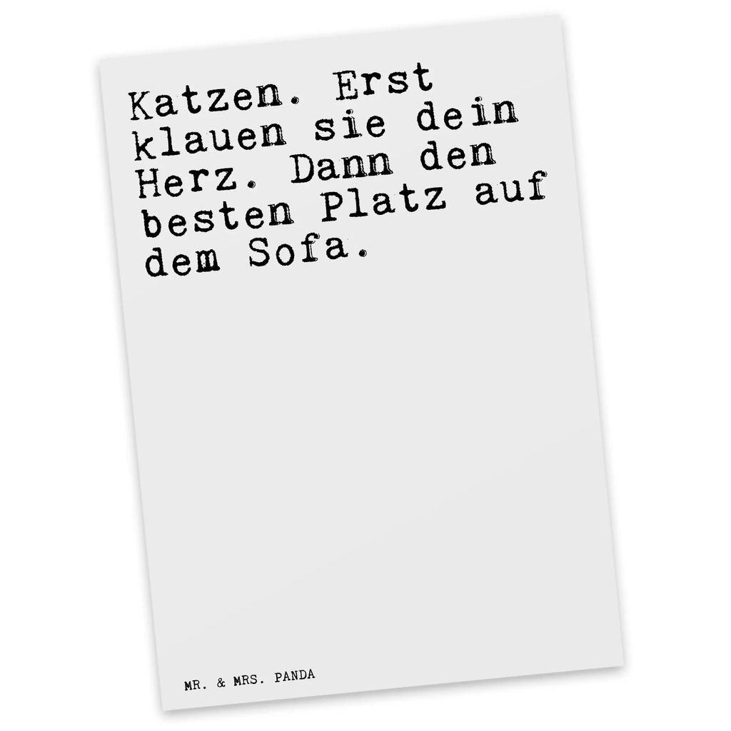 Postkarte Sprüche und Zitate Katzen. Erst klauen sie dein Herz. Dann den besten Platz auf dem Sofa. Postkarte, Karte, Geschenkkarte, Grußkarte, Einladung, Ansichtskarte, Geburtstagskarte, Einladungskarte, Dankeskarte, Ansichtskarten, Einladung Geburtstag, Einladungskarten Geburtstag, Spruch, Sprüche, lustige Sprüche, Weisheiten, Zitate, Spruch Geschenke, Spruch Sprüche Weisheiten Zitate Lustig Weisheit Worte