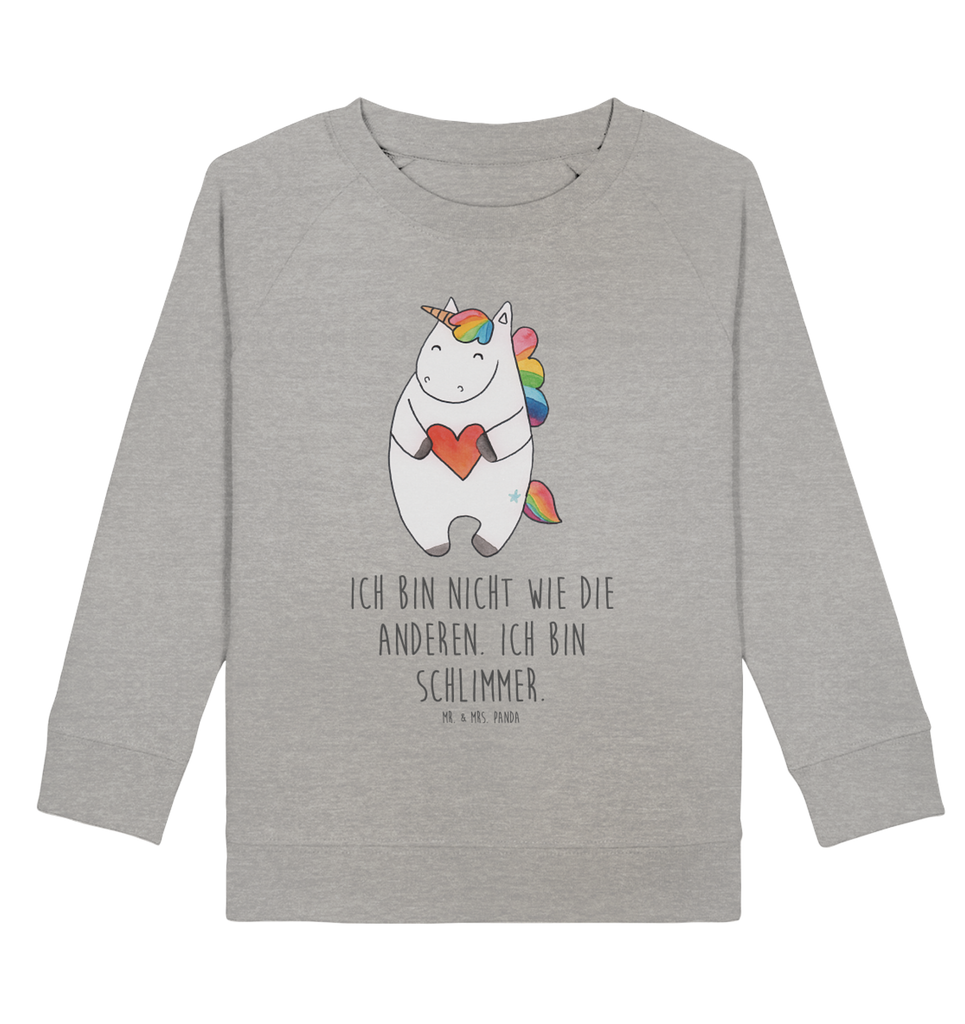 Organic Kinder Pullover Einhorn Herz Kinder Pullover, Kinder Sweatshirt, Jungen, Mädchen, Einhorn, Einhörner, Einhorn Deko, Pegasus, Unicorn, Herz, schlimm, böse, witzig, lustig, Freundin, anders, bunt