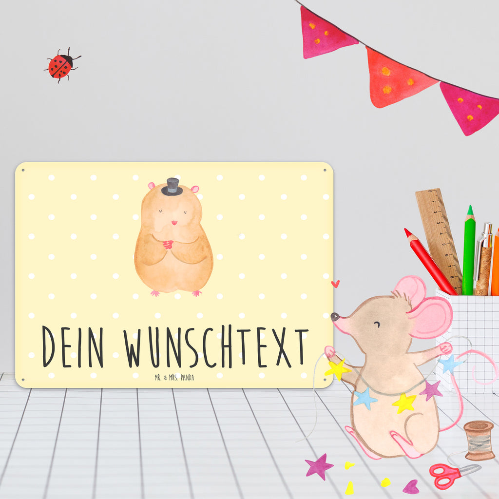 Personalisiertes Blechschild Hamster Hut Blechschild, Metallschild, Geschenk Schild, Schild, Magnet-Metall-Schild, Deko Schild, Wandschild, Wand-Dekoration, Türschild, Tiermotive, Gute Laune, lustige Sprüche, Tiere, Hamster, Hut, Magier, Zylinder, Zwerghamster, Zauberer