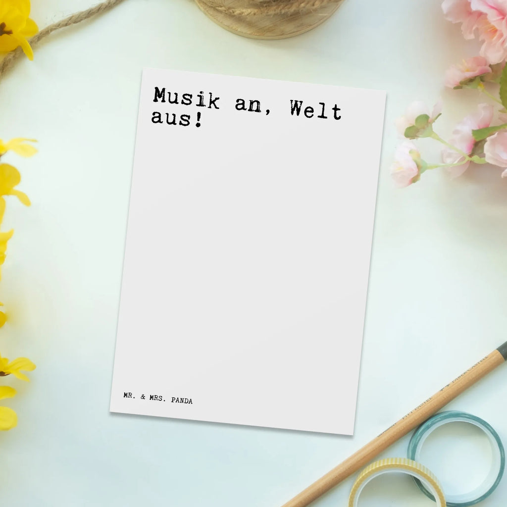 Postkarte Musik an, Welt aus!... Postkarte, Karte, Geschenkkarte, Grußkarte, Einladung, Ansichtskarte, Geburtstagskarte, Einladungskarte, Dankeskarte, Ansichtskarten, Einladung Geburtstag, Einladungskarten Geburtstag, Spruch, Sprüche, lustige Sprüche, Weisheiten, Zitate, Spruch Geschenke, Spruch Sprüche Weisheiten Zitate Lustig Weisheit Worte