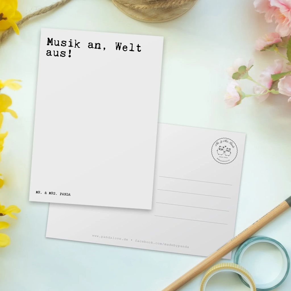 Postkarte Musik an, Welt aus!... Postkarte, Karte, Geschenkkarte, Grußkarte, Einladung, Ansichtskarte, Geburtstagskarte, Einladungskarte, Dankeskarte, Ansichtskarten, Einladung Geburtstag, Einladungskarten Geburtstag, Spruch, Sprüche, lustige Sprüche, Weisheiten, Zitate, Spruch Geschenke, Spruch Sprüche Weisheiten Zitate Lustig Weisheit Worte