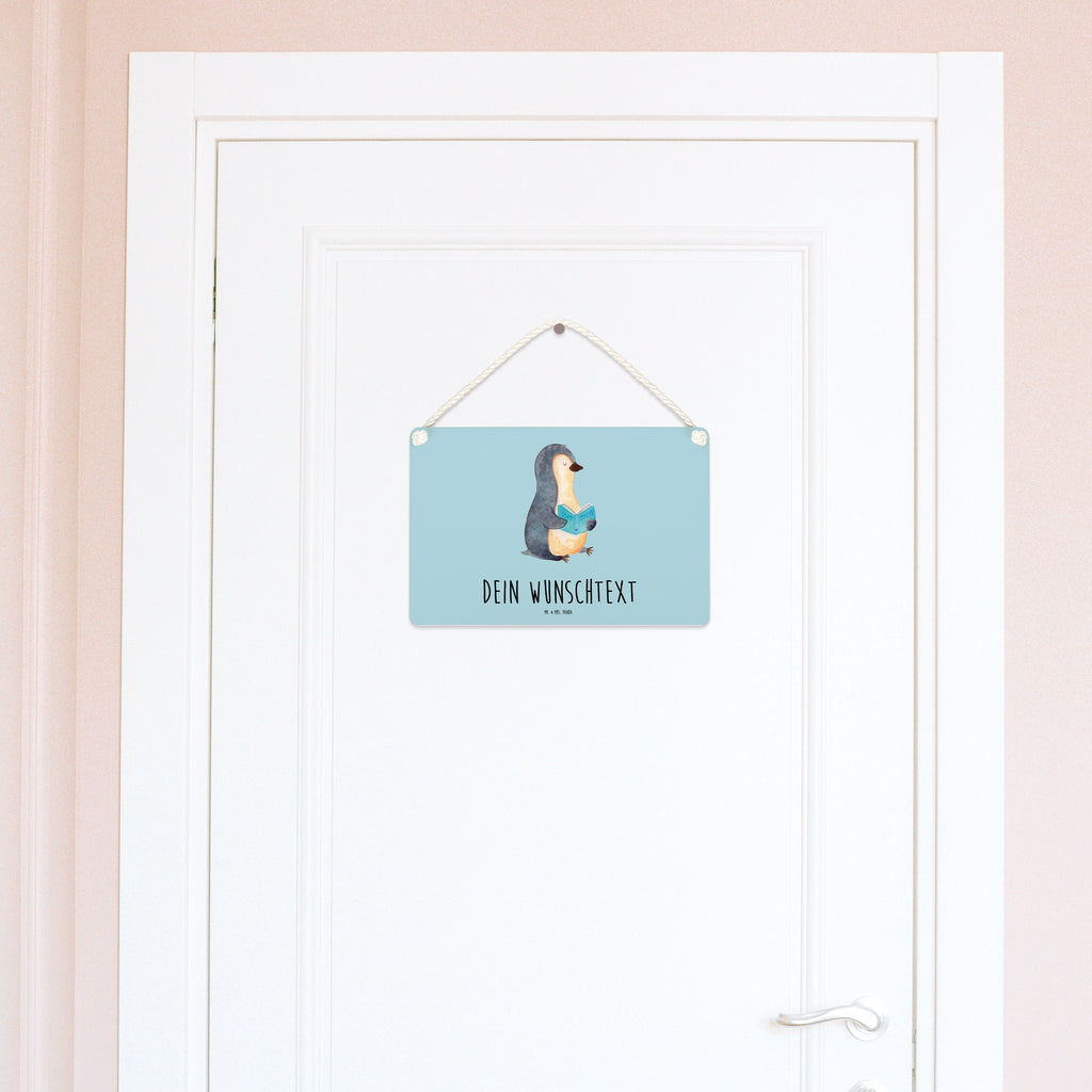 Personalisiertes Deko Schild Pinguin Buch Dekoschild, Deko Schild, Schild, Tür Schild, Türschild, Holzschild, Wandschild, Wanddeko, Pinguin, Pinguine, Buch, Lesen, Bücherwurm, Nichtstun, Faulenzen, Ferien, Urlaub, Freizeit