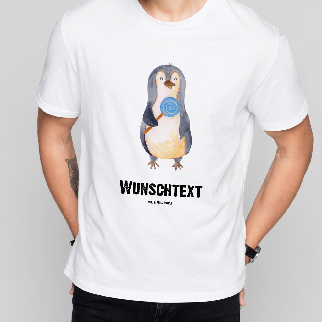 Personalisiertes T-Shirt Pinguin Lolli T-Shirt Personalisiert, T-Shirt mit Namen, T-Shirt mit Aufruck, Männer, Frauen, Wunschtext, Bedrucken, Pinguin, Pinguine, Lolli, Süßigkeiten, Blödsinn, Spruch, Rebell, Gauner, Ganove, Rabauke