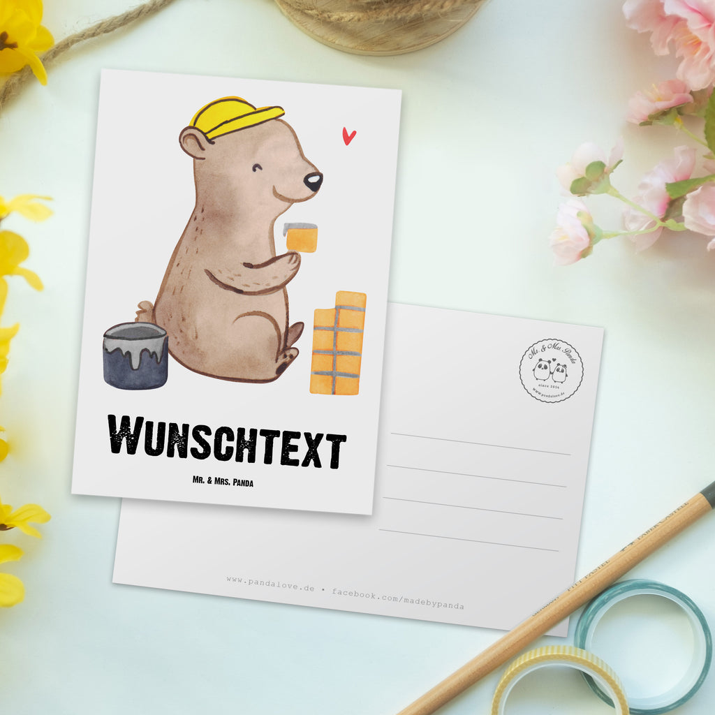 Personalisierte Postkarte Maurer mit Herz Postkarte mit Namen, Postkarte bedrucken, Postkarte mit Wunschtext, Postkarte personalisierbar, Geschenkkarte mit Namen, Grußkarte mit Namen, Karte mit Namen, Einladung mit Namen, Ansichtskarte mit Namen, Geschenkkarte mit Wunschtext, Grußkarte mit Wunschtext, Karte mit Wunschtext, Einladung mit Wunschtext, Ansichtskarte mit Wunschtext, Beruf, Ausbildung, Jubiläum, Abschied, Rente, Kollege, Kollegin, Geschenk, Schenken, Arbeitskollege, Mitarbeiter, Firma, Danke, Dankeschön, Maurer, Maurermeister, Gesellenprüfung, Handwerker, Maurerbetrieb