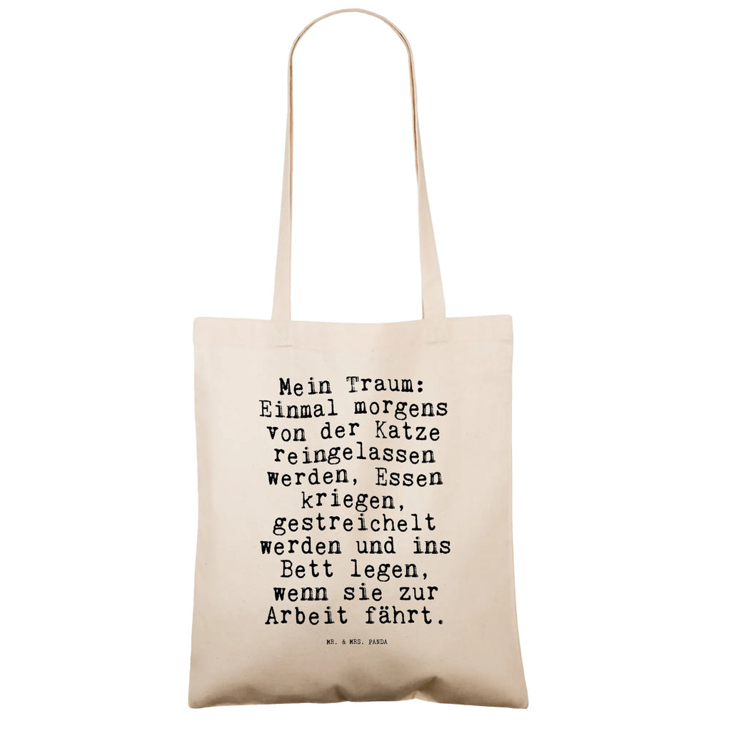 Tragetasche Mein Traum: Einmal morgens... Beuteltasche, Beutel, Einkaufstasche, Jutebeutel, Stoffbeutel, Tasche, Shopper, Umhängetasche, Strandtasche, Schultertasche, Stofftasche, Tragetasche, Badetasche, Jutetasche, Einkaufstüte, Laptoptasche, Spruch, Sprüche, lustige Sprüche, Weisheiten, Zitate, Spruch Geschenke, Spruch Sprüche Weisheiten Zitate Lustig Weisheit Worte