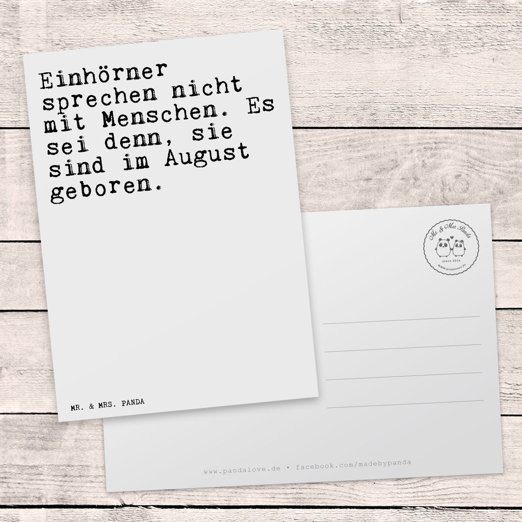 Postkarte Sprüche und Zitate Einhörner sprechen nicht mit Menschen. Es sei denn, sie sind im August geboren. Postkarte, Karte, Geschenkkarte, Grußkarte, Einladung, Ansichtskarte, Geburtstagskarte, Einladungskarte, Dankeskarte, Ansichtskarten, Einladung Geburtstag, Einladungskarten Geburtstag, Spruch, Sprüche, lustige Sprüche, Weisheiten, Zitate, Spruch Geschenke, Spruch Sprüche Weisheiten Zitate Lustig Weisheit Worte