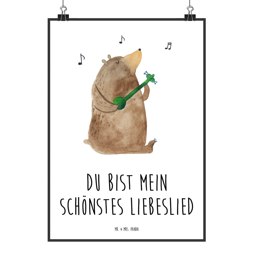 Poster Bär Lied Poster, Wandposter, Bild, Wanddeko, Küchenposter, Kinderposter, Wanddeko Bild, Raumdekoration, Wanddekoration, Handgemaltes Poster, Mr. & Mrs. Panda Poster, Designposter, Kunstdruck, Posterdruck, Bär, Teddy, Teddybär, Bärchen, Bear, Liebeslied, Lied, Song, Valentinstag, Valentine, Geschenk, Partner, Liebe, Freundin, Frau, Herz, Spruch