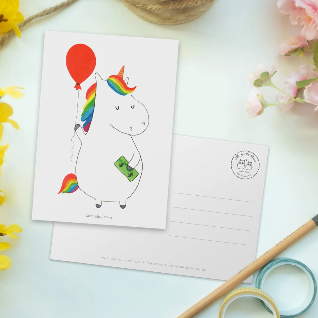 Postkarte Einhorn Luftballon Postkarte, Karte, Geschenkkarte, Grußkarte, Einladung, Ansichtskarte, Geburtstagskarte, Einladungskarte, Dankeskarte, Ansichtskarten, Einladung Geburtstag, Einladungskarten Geburtstag, Einhorn, Einhörner, Einhorn Deko, Pegasus, Unicorn, Luftballon, Geld, Lebenslust, Freude, Geschenk, Freundin