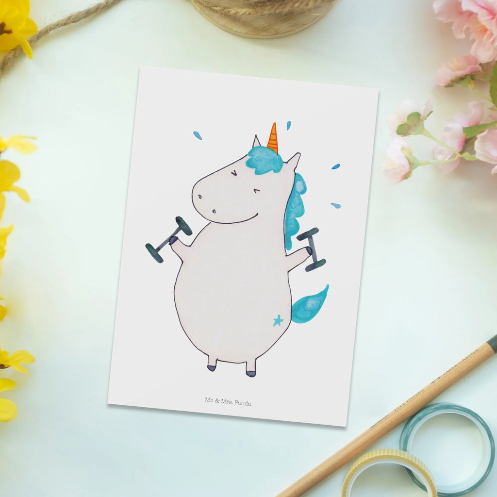 Postkarte Einhorn Fitness Postkarte, Karte, Geschenkkarte, Grußkarte, Einladung, Ansichtskarte, Geburtstagskarte, Einladungskarte, Dankeskarte, Ansichtskarten, Einladung Geburtstag, Einladungskarten Geburtstag, Einhorn, Einhörner, Einhorn Deko, Pegasus, Unicorn, Gym, Fitness, Fitnessstudio, Diät, Abnehmen, Sport, Pumpen, Geräte, Sixpack