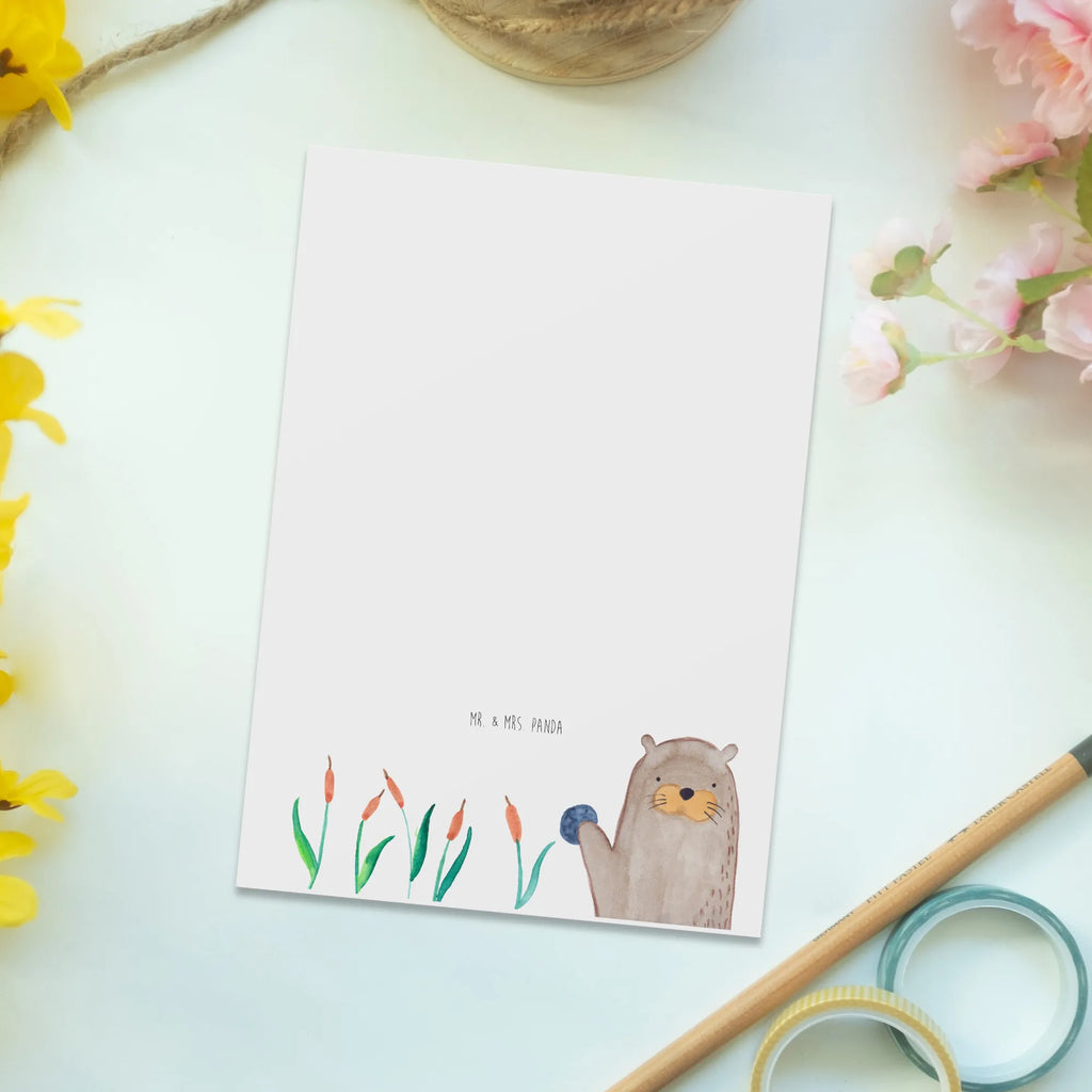 Postkarte Otter Stein Postkarte, Karte, Geschenkkarte, Grußkarte, Einladung, Ansichtskarte, Geburtstagskarte, Einladungskarte, Dankeskarte, Ansichtskarten, Einladung Geburtstag, Einladungskarten Geburtstag, Otter, Fischotter, Seeotter, Otter Seeotter See Otter