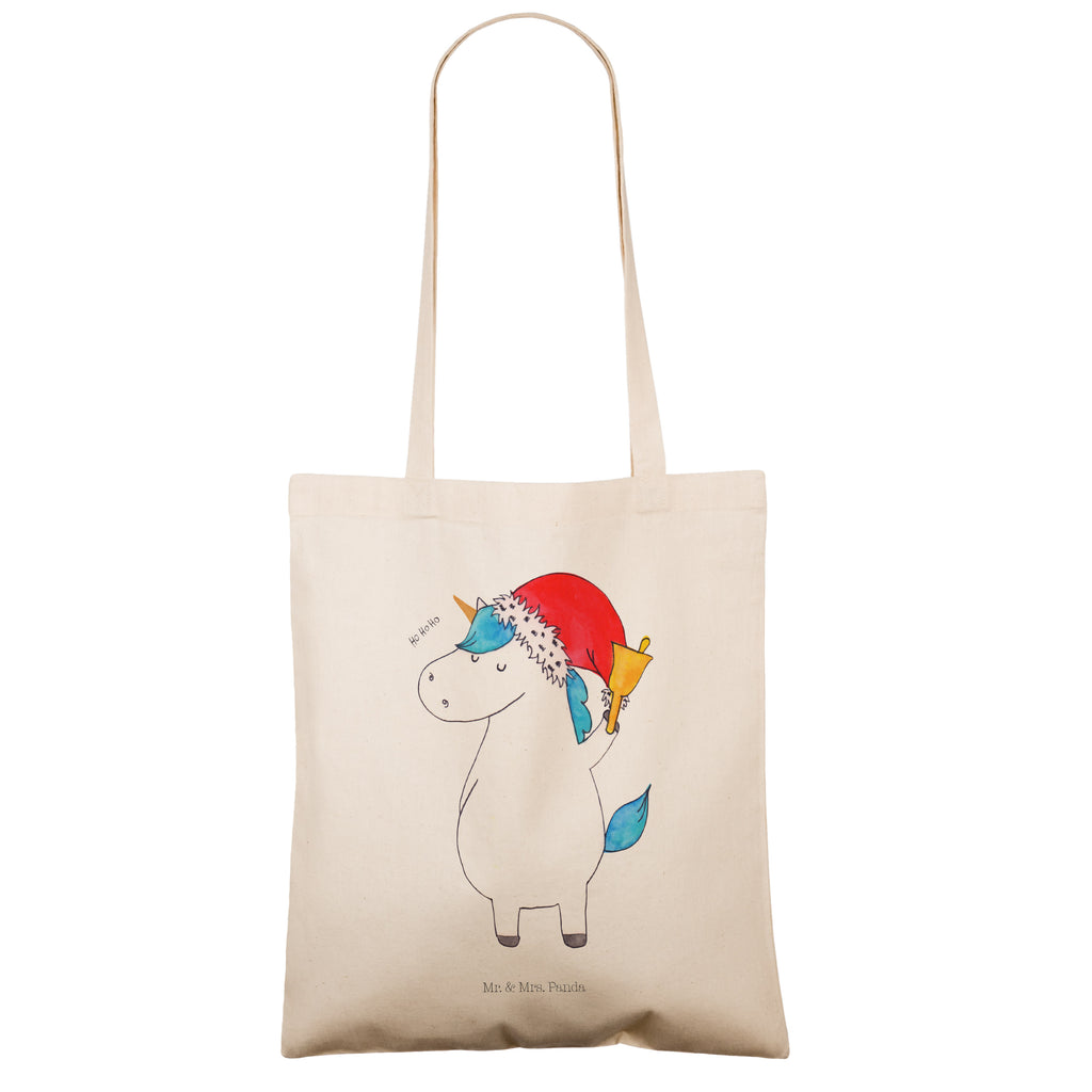 Tragetasche Einhorn Weihnachtsmann Beuteltasche, Beutel, Einkaufstasche, Jutebeutel, Stoffbeutel, Tasche, Shopper, Umhängetasche, Strandtasche, Schultertasche, Stofftasche, Tragetasche, Badetasche, Jutetasche, Einkaufstüte, Laptoptasche, Einhorn, Einhörner, Einhorn Deko, Pegasus, Unicorn, Gin, Schokolade, Schoki, Weihnachten, Weihnachtsmann, Nikolaus, Wunschzettel, Wunschliste, Feenstaub