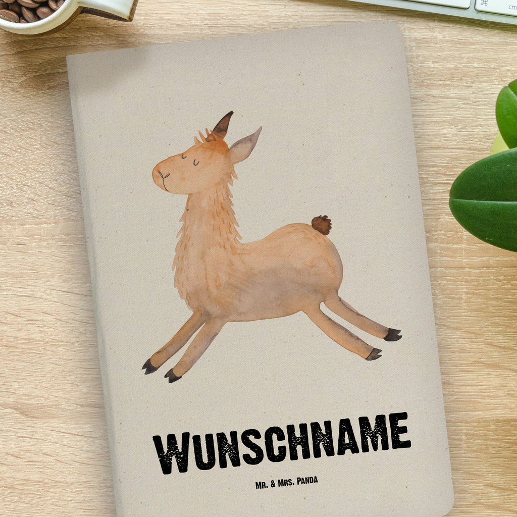 DIN A4 Personalisiertes Notizbuch Lama springend Personalisiertes Notizbuch, Notizbuch mit Namen, Notizbuch bedrucken, Personalisierung, Namensbuch, Namen, Lama, Alpaka, Lamas, Lieblingstag, Happy day, fröhlich, Glück, Freundin, Liebeskummer, Neustart, guten Morgen, Start, Prüfung, Abitur