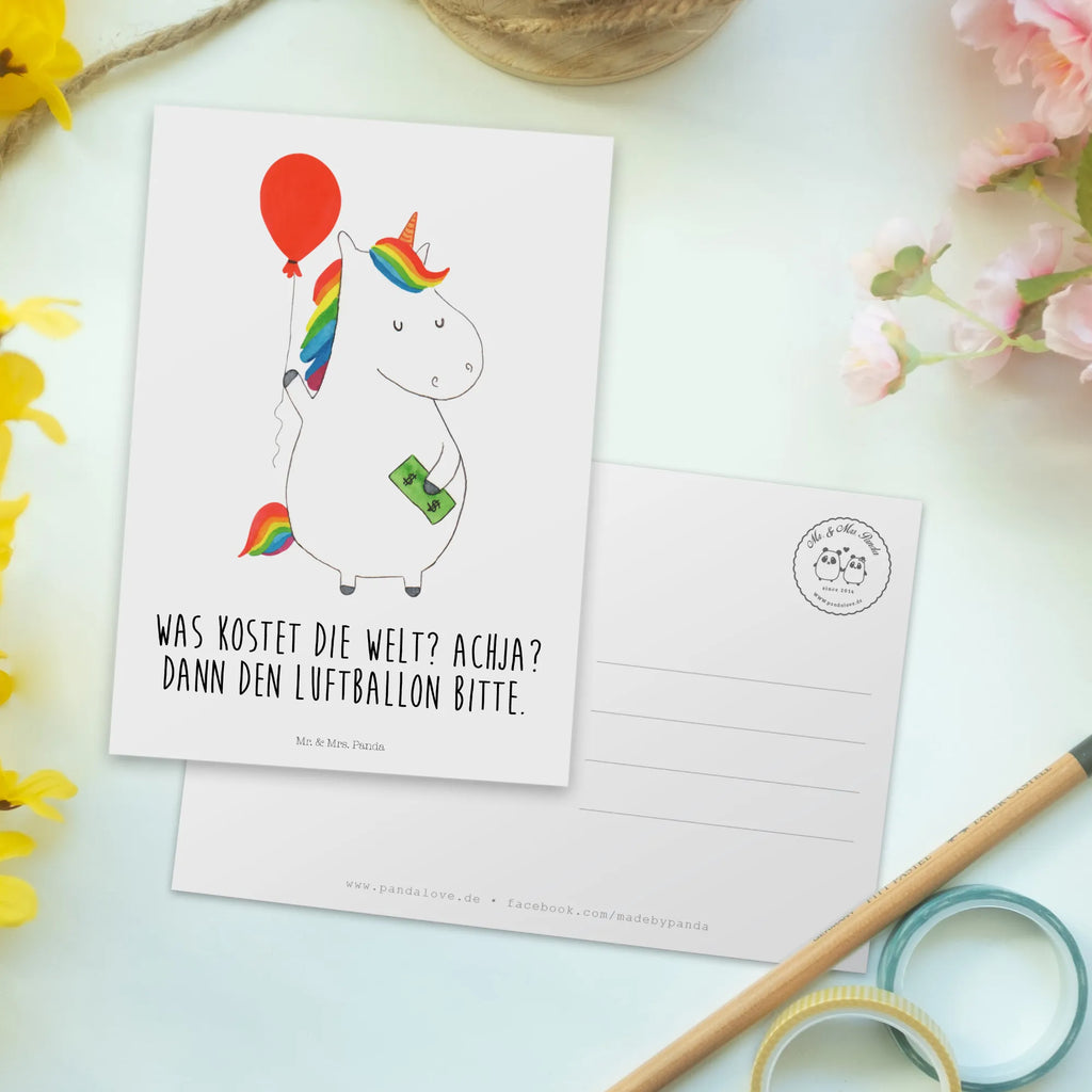 Postkarte Einhorn Luftballon Postkarte, Karte, Geschenkkarte, Grußkarte, Einladung, Ansichtskarte, Geburtstagskarte, Einladungskarte, Dankeskarte, Ansichtskarten, Einladung Geburtstag, Einladungskarten Geburtstag, Einhorn, Einhörner, Einhorn Deko, Pegasus, Unicorn, Luftballon, Geld, Lebenslust, Freude, Geschenk, Freundin