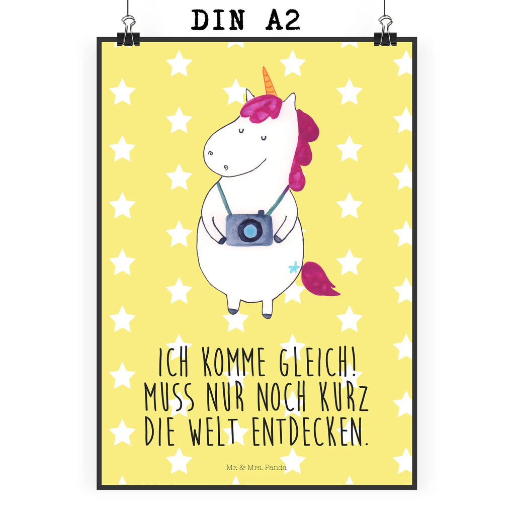 Poster Einhorn Fotograf Poster, Wandposter, Bild, Wanddeko, Küchenposter, Kinderposter, Wanddeko Bild, Raumdekoration, Wanddekoration, Handgemaltes Poster, Mr. & Mrs. Panda Poster, Designposter, Kunstdruck, Posterdruck, Einhorn, Einhörner, Einhorn Deko, Pegasus, Unicorn, Fotograf, Fotografie, Kamera, Reisen, Weltreise, Weltenbummler, Urlaub, Tourist, Kurztrip, Reise, Städtereise