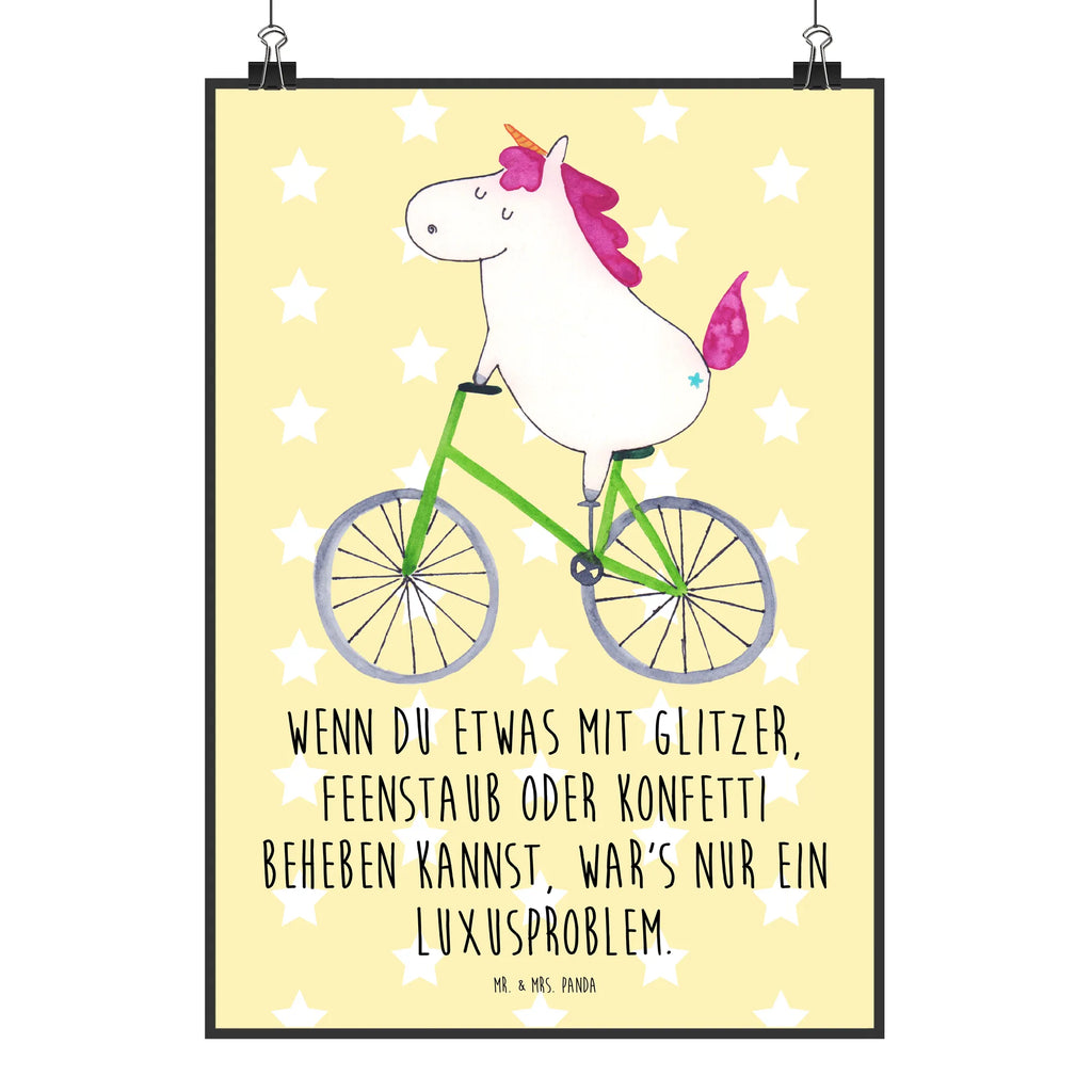 Poster Einhorn Radfahrer Poster, Wandposter, Bild, Wanddeko, Küchenposter, Kinderposter, Wanddeko Bild, Raumdekoration, Wanddekoration, Handgemaltes Poster, Mr. & Mrs. Panda Poster, Designposter, Kunstdruck, Posterdruck, Einhorn, Einhörner, Einhorn Deko, Pegasus, Unicorn, Radfahren, Radfahrer, Rad, Bike, Feenstaub, Konfetti, Luxusproblem, Kummer, Liebeskummer