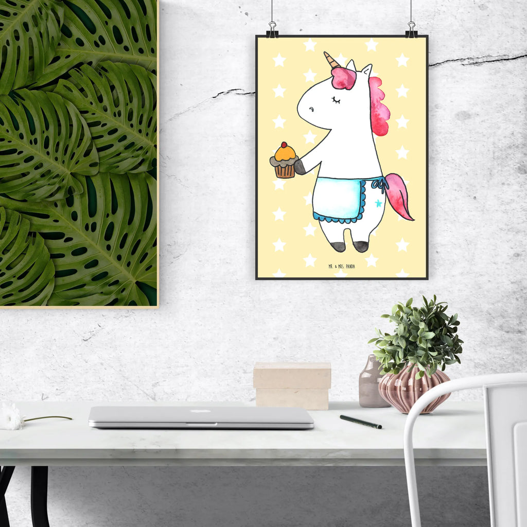 Poster Einhorn Muffin Poster, Wandposter, Bild, Wanddeko, Küchenposter, Kinderposter, Wanddeko Bild, Raumdekoration, Wanddekoration, Handgemaltes Poster, Mr. & Mrs. Panda Poster, Designposter, Kunstdruck, Posterdruck, Einhorn, Einhörner, Einhorn Deko, Unicorn, Geburtstag, Backen, Muffin, Kekse, Geburtstagsgrüße, Glückwünsche, Liebesgrüße, Grüße