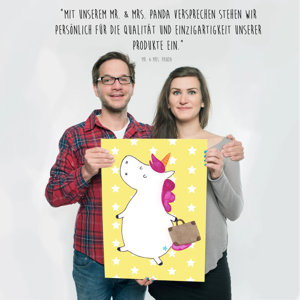 Poster Einhorn Koffer Poster, Wandposter, Bild, Wanddeko, Küchenposter, Kinderposter, Wanddeko Bild, Raumdekoration, Wanddekoration, Handgemaltes Poster, Mr. & Mrs. Panda Poster, Designposter, Kunstdruck, Posterdruck, Einhorn, Einhörner, Einhorn Deko, Pegasus, Unicorn, unicorn, Koffer, Verreisen, Reise, Gepäck, Abenteuer, Erwachsen, Kind, albern, Spaß, lustig, witzig