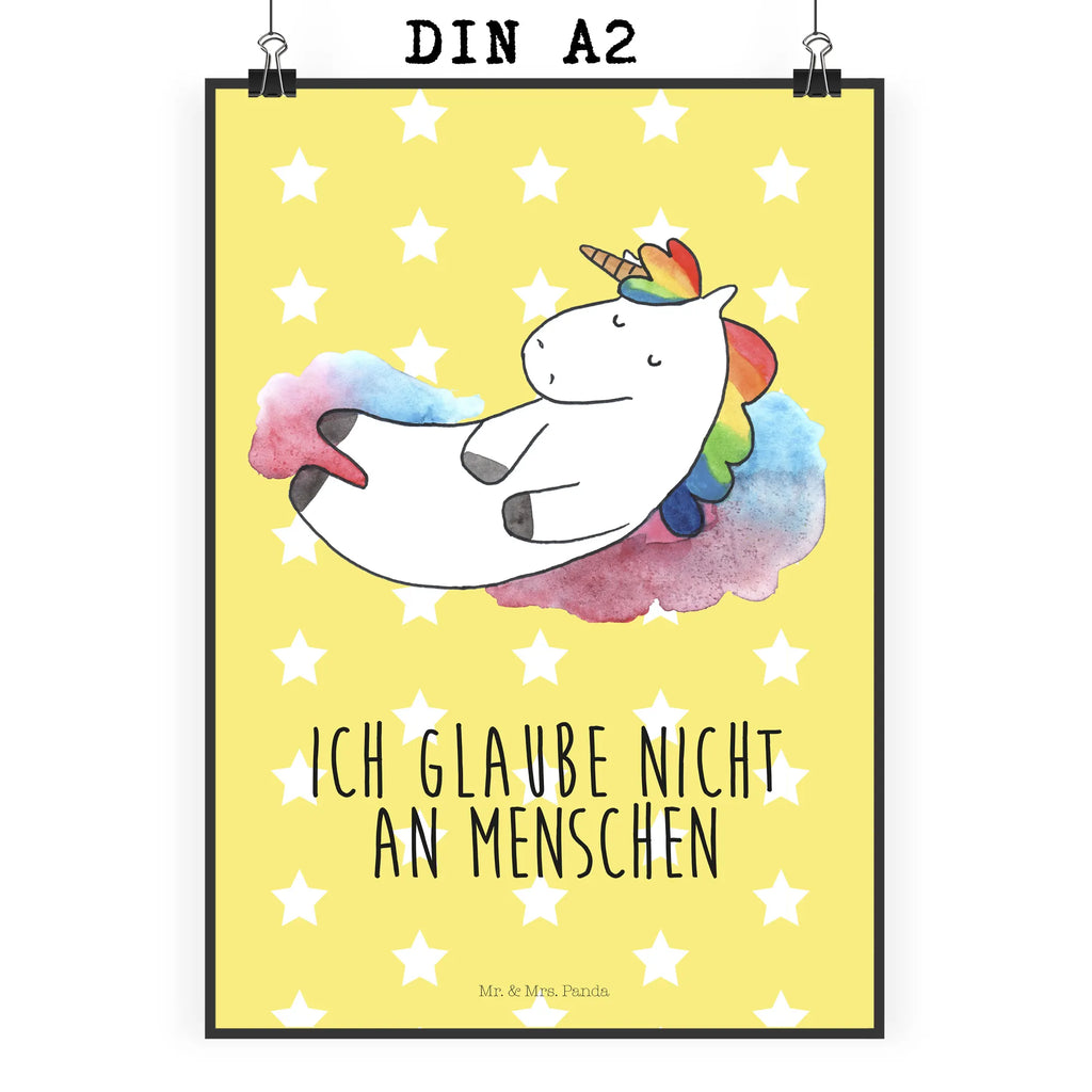 Poster Einhorn Wolke 7 Poster, Wandposter, Bild, Wanddeko, Küchenposter, Kinderposter, Wanddeko Bild, Raumdekoration, Wanddekoration, Handgemaltes Poster, Mr. & Mrs. Panda Poster, Designposter, Kunstdruck, Posterdruck, Einhorn, Einhörner, Einhorn Deko, Unicorn, verliebt, Menschen, witzig, lustig, Geschenk, Glaube, Realität, Lächeln