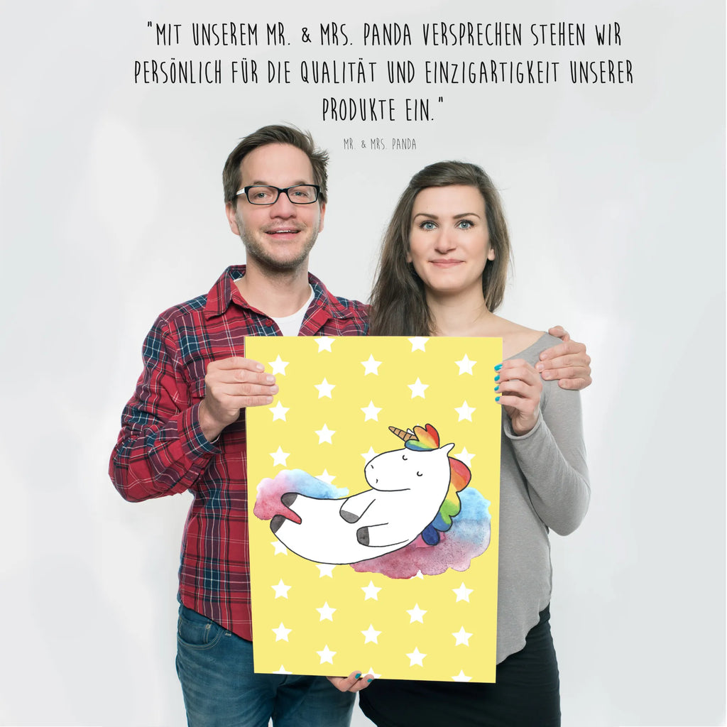 Poster Einhorn Wolke 7 Poster, Wandposter, Bild, Wanddeko, Küchenposter, Kinderposter, Wanddeko Bild, Raumdekoration, Wanddekoration, Handgemaltes Poster, Mr. & Mrs. Panda Poster, Designposter, Kunstdruck, Posterdruck, Einhorn, Einhörner, Einhorn Deko, Unicorn, verliebt, Menschen, witzig, lustig, Geschenk, Glaube, Realität, Lächeln