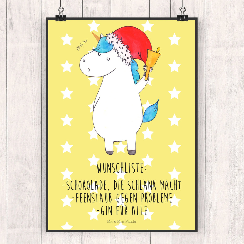 Poster Einhorn Weihnachtsmann Poster, Wandposter, Bild, Wanddeko, Küchenposter, Kinderposter, Wanddeko Bild, Raumdekoration, Wanddekoration, Handgemaltes Poster, Mr. & Mrs. Panda Poster, Designposter, Kunstdruck, Posterdruck, Einhorn, Einhörner, Einhorn Deko, Pegasus, Unicorn, Gin, Schokolade, Schoki, Weihnachten, Weihnachtsmann, Nikolaus, Wunschzettel, Wunschliste, Feenstaub