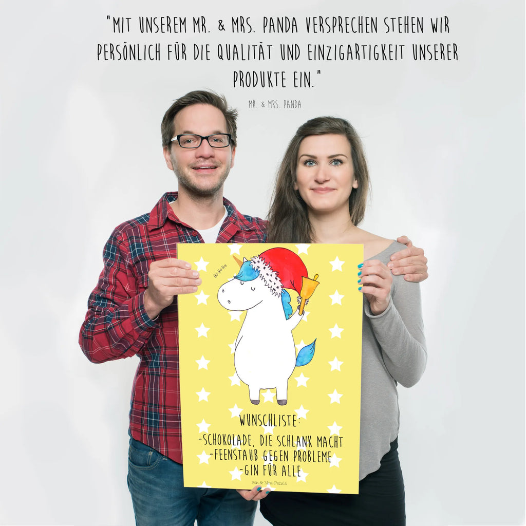 Poster Einhorn Weihnachtsmann Poster, Wandposter, Bild, Wanddeko, Küchenposter, Kinderposter, Wanddeko Bild, Raumdekoration, Wanddekoration, Handgemaltes Poster, Mr. & Mrs. Panda Poster, Designposter, Kunstdruck, Posterdruck, Einhorn, Einhörner, Einhorn Deko, Pegasus, Unicorn, Gin, Schokolade, Schoki, Weihnachten, Weihnachtsmann, Nikolaus, Wunschzettel, Wunschliste, Feenstaub