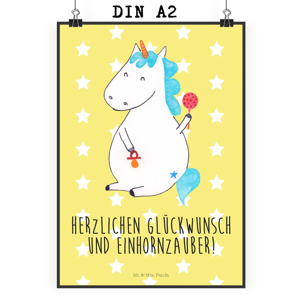 Poster Einhorn Baby Poster, Wandposter, Bild, Wanddeko, Küchenposter, Kinderposter, Wanddeko Bild, Raumdekoration, Wanddekoration, Handgemaltes Poster, Mr. & Mrs. Panda Poster, Designposter, Kunstdruck, Posterdruck, Einhorn, Einhörner, Einhorn Deko, Pegasus, Unicorn, Mutter, Geburt, Geburtstag, erstes Kind, Baby, Babyglück, Nachwuchs, Eltern, Party, Kind, Schnuller