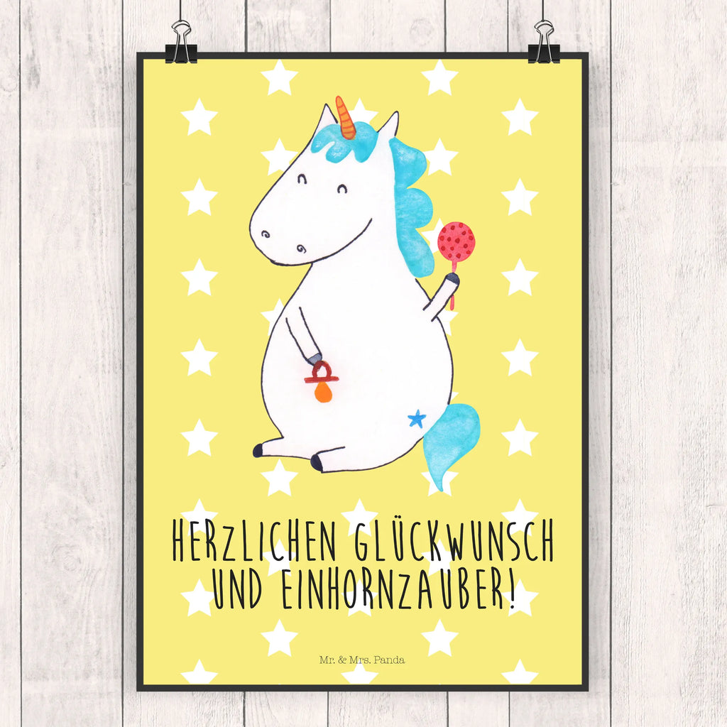 Poster Einhorn Baby Poster, Wandposter, Bild, Wanddeko, Küchenposter, Kinderposter, Wanddeko Bild, Raumdekoration, Wanddekoration, Handgemaltes Poster, Mr. & Mrs. Panda Poster, Designposter, Kunstdruck, Posterdruck, Einhorn, Einhörner, Einhorn Deko, Pegasus, Unicorn, Mutter, Geburt, Geburtstag, erstes Kind, Baby, Babyglück, Nachwuchs, Eltern, Party, Kind, Schnuller